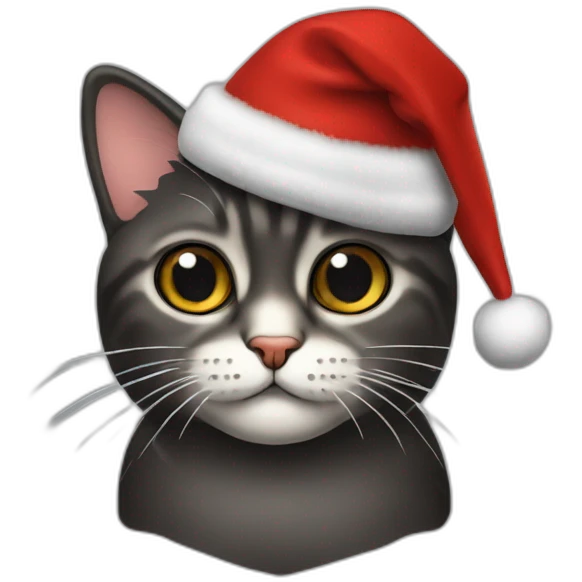 Gato negro con gorro de navidad emoji