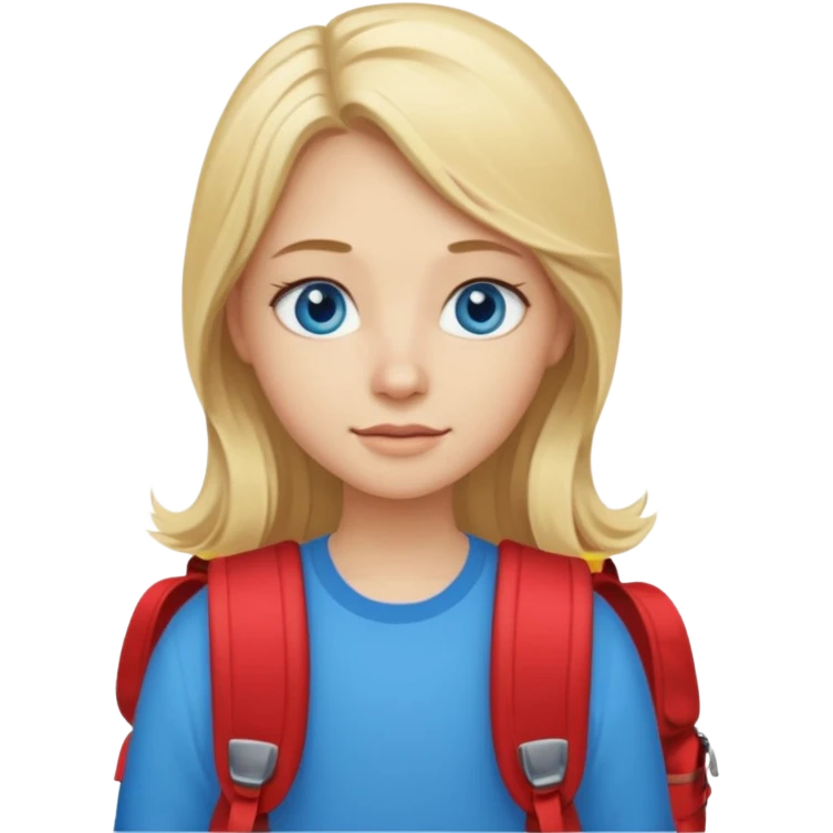 a blonde girl with long hair and blue eyes whose travel emoji