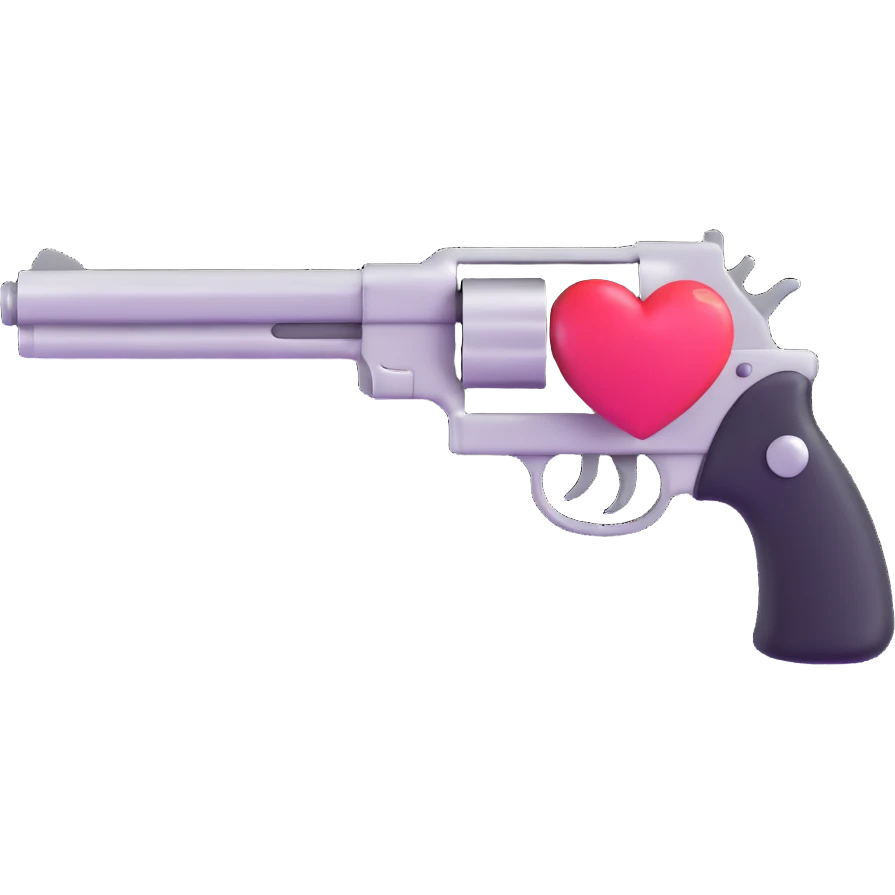 playful shiny love gun with heart accents emoji