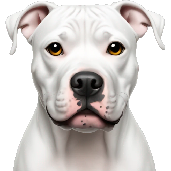 Gotti White pit bull with two black spots over eyes emoji