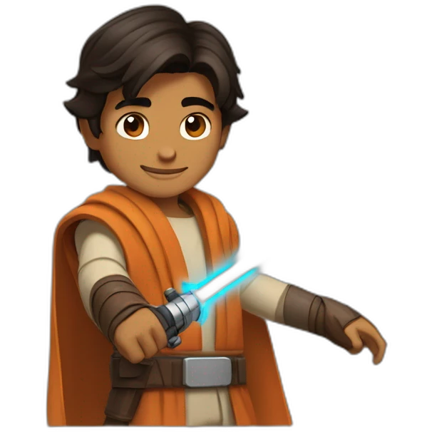 Ezra bridger smiling with lightsaber emoji