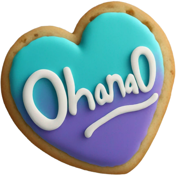 Teal purple Cookie heart with ohana emoji