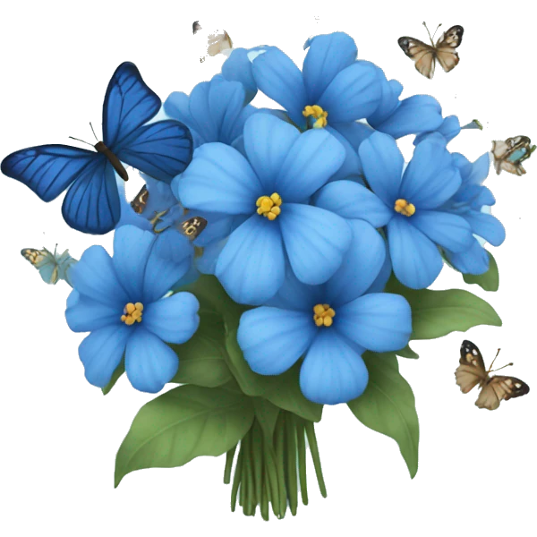 Blue bouquet with butterflies emoji
