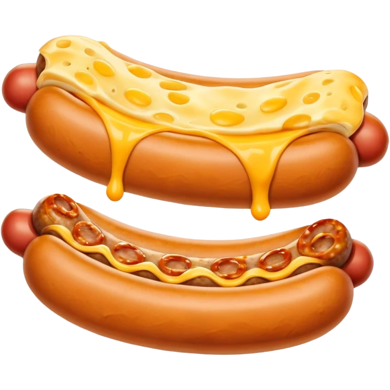 make a picture of a sausage that has been cut in half and melted cheese comes out from inside the sausage emoji