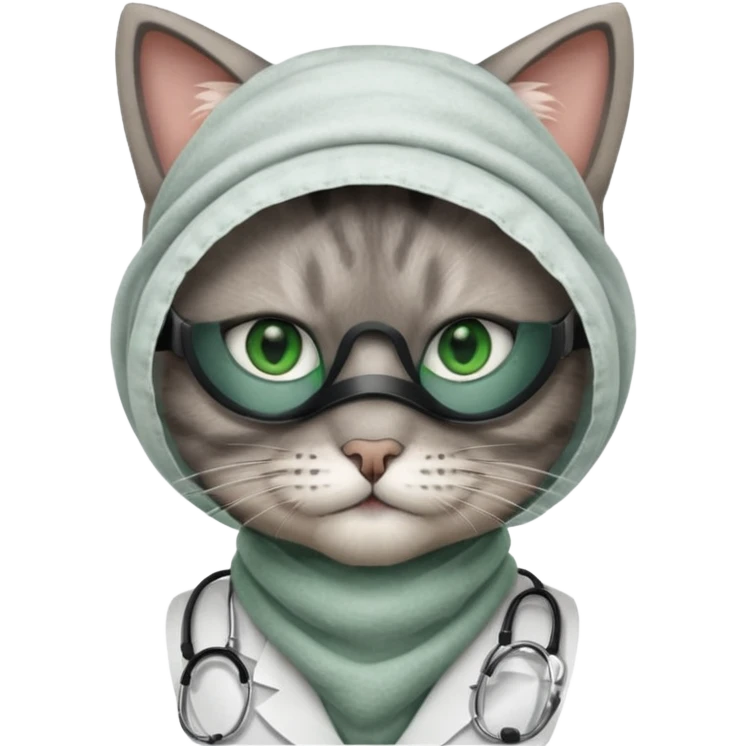 doctor cat, dust mask emoji