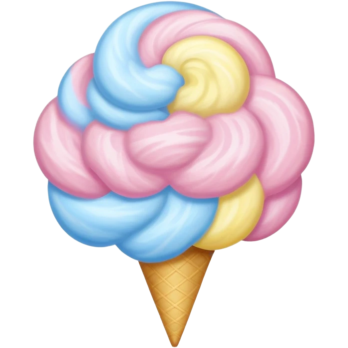 Pink, blue, and yellow swirled into fluffy cotton candy emoji