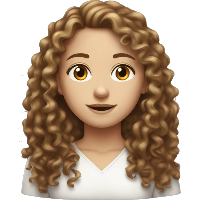 Curly long brown hair white girl brown eyes emoji