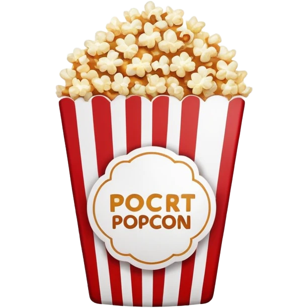 minimalist sweet popcorn emoji style, red and white popcorn box, caramel popcorn emoji