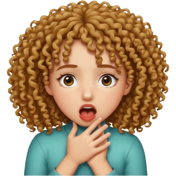 Mixed curly haired girl choking herself with her own hands  emoji