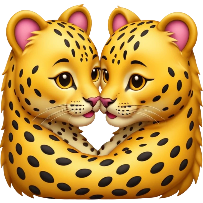 leopard kiss, leopard kissing, emoji style, bright, cute emoji