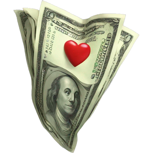 A wad of money in hearts emoji