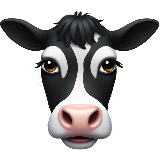 Goth cow with makeup emoji