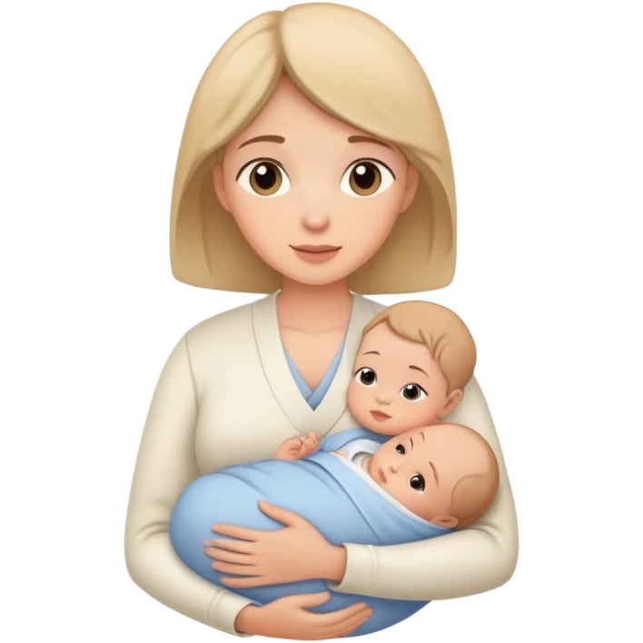 Mother cradling and nursing infant, caring pose emoji