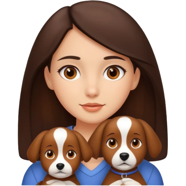 brunette girl with brown eyes and her brown dog emoji