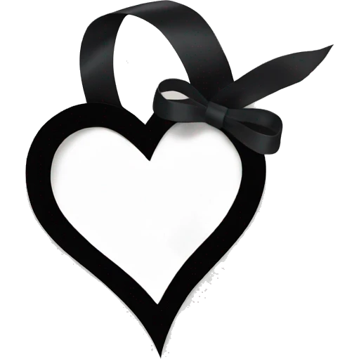 White heart with black ribbon emoji