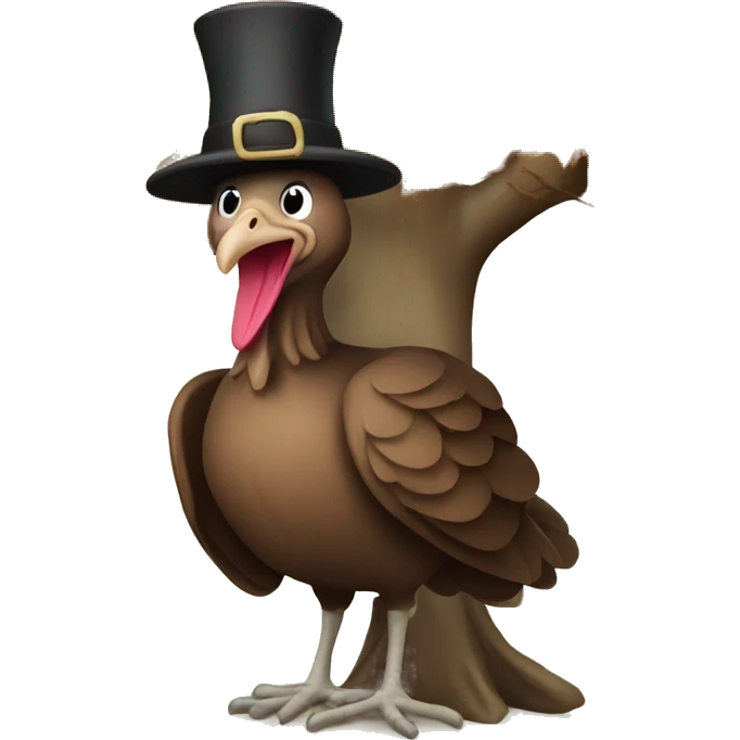 Turkey with pilgrim hat under a sycamore tree emoji