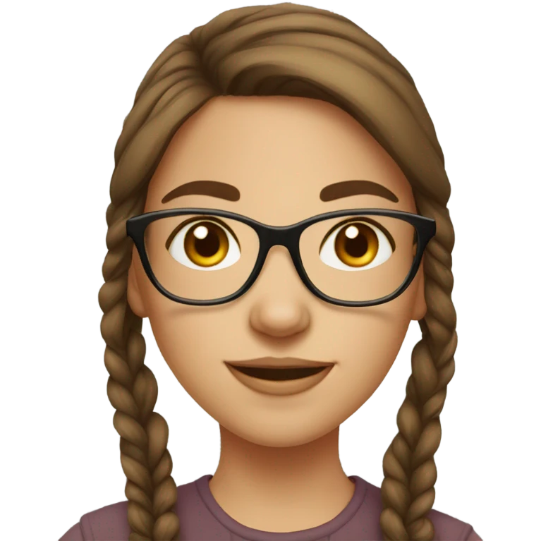 brown haired girl glasses portrait emoji