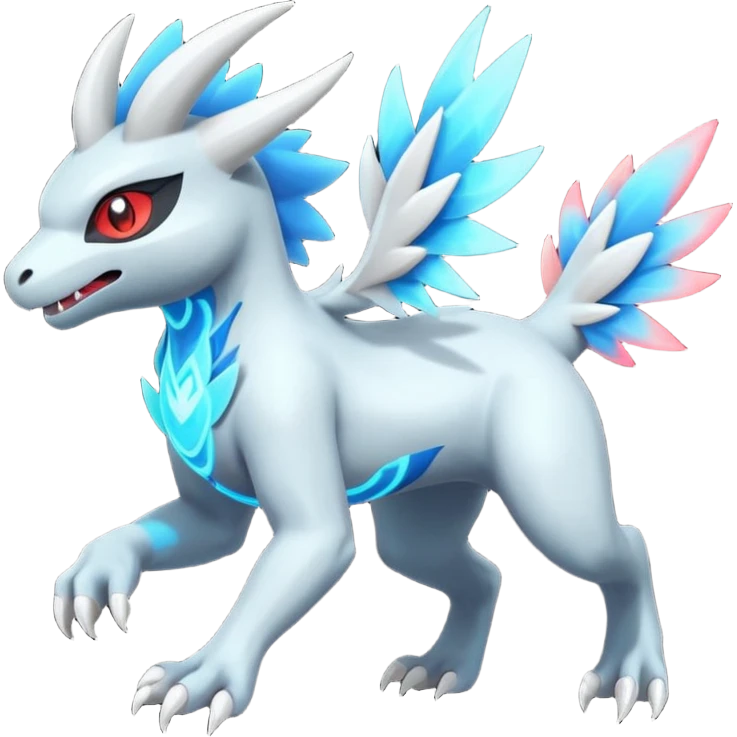 Neon Vibrant Pulsating Trail-glowing Chromatic Trico-Absol-Salamence-Silvally-fusion-hybrid emoji