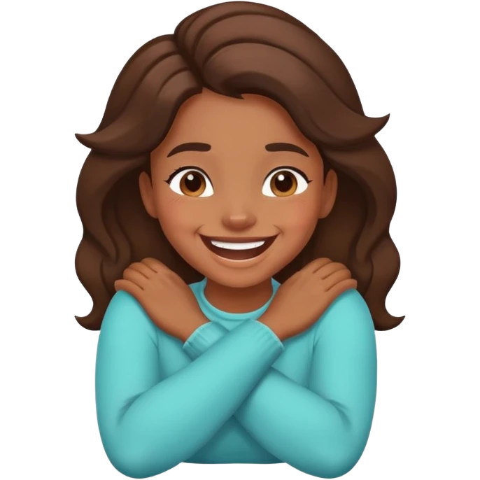 Arms crossed holding neck laughing girl  emoji