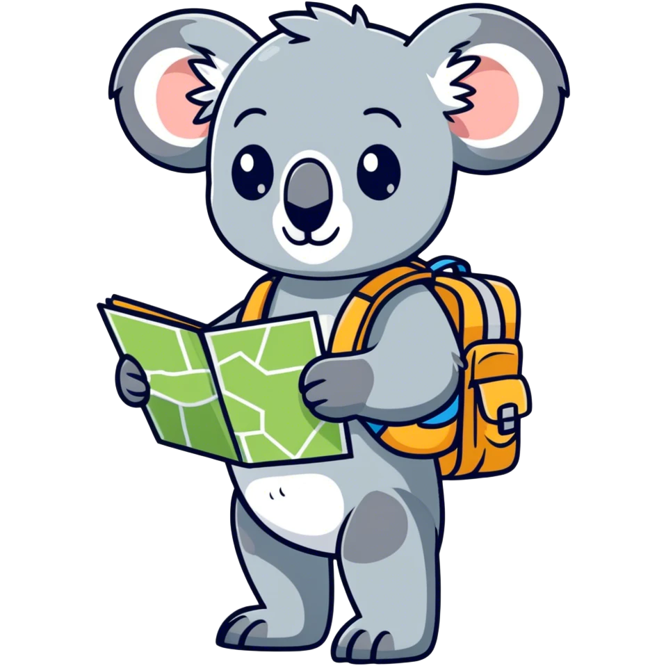 Koala travelling around the world emoji