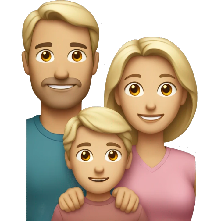 Caucasian mother, father, and son emoji