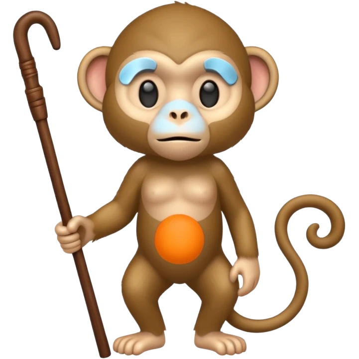 Blind monkey walking with walking stick emoji