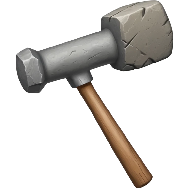 stone age hammer, primitive, rough stone head, wooden handle emoji