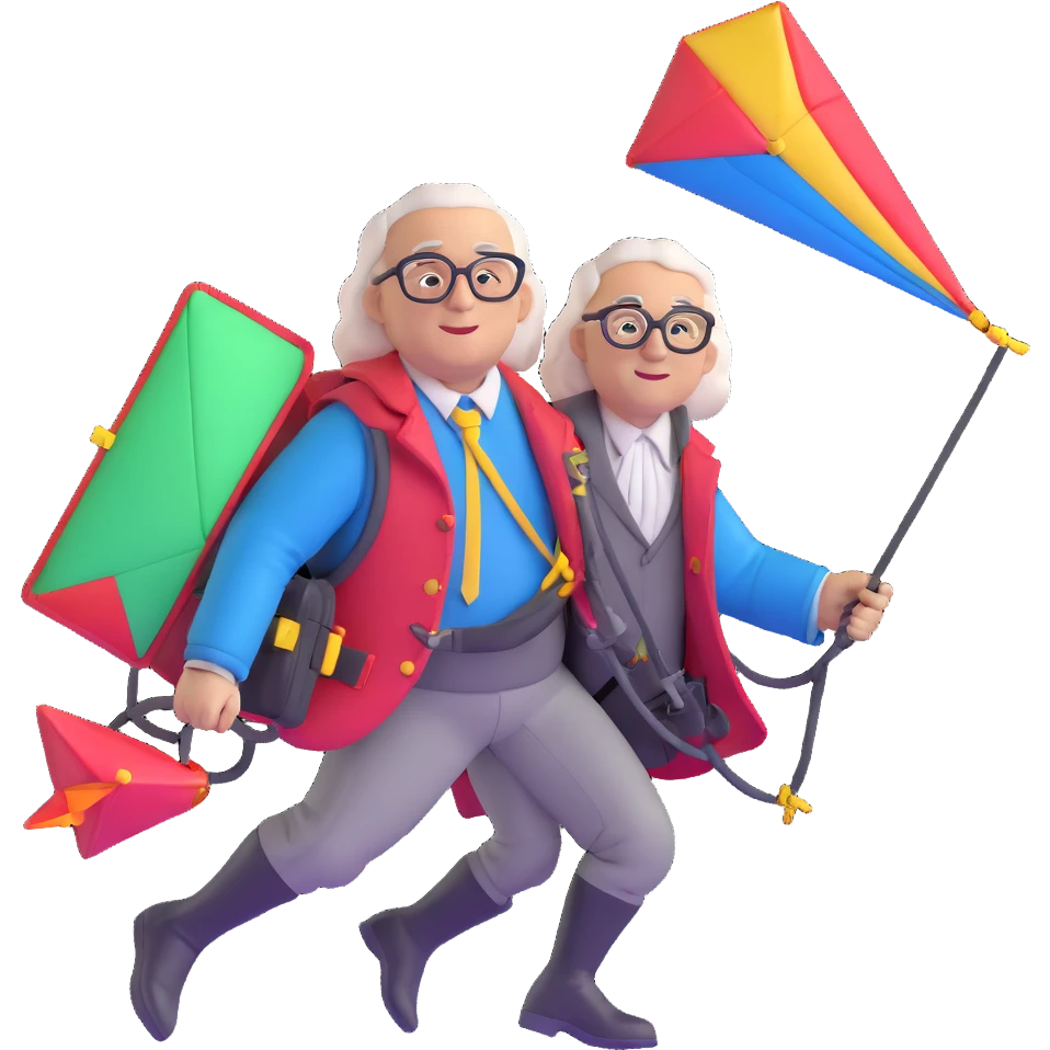 Ben Franklin with a jetpack emoji