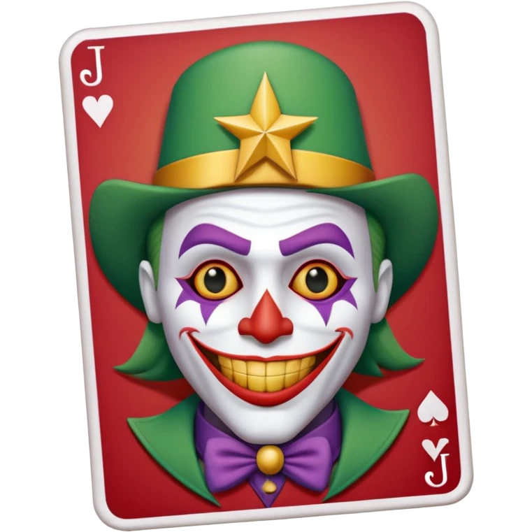 1 poker card, perfectly squared card, with crazy colorful human jolly joker inside, star symbol with a "J" emoji
