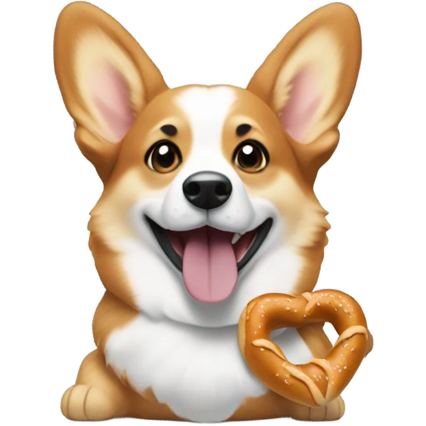 Corgi eating pretzel emoji