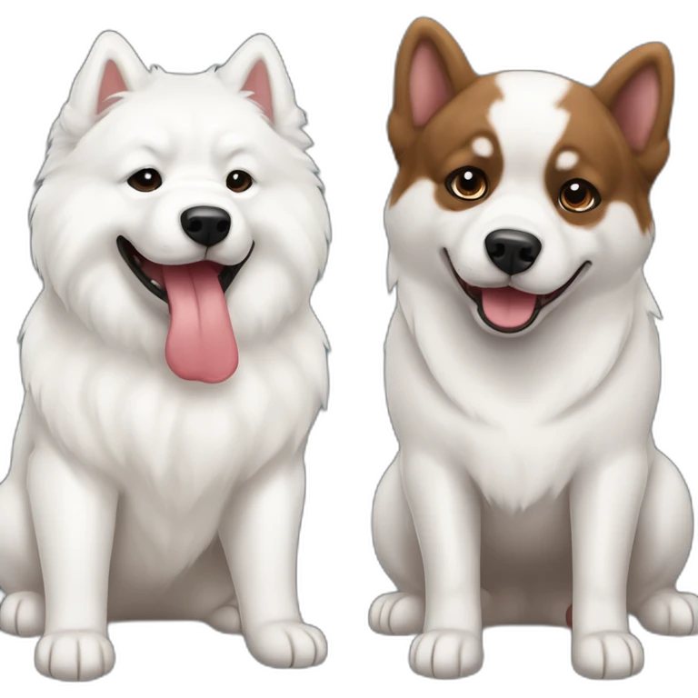 samoyed and french buldog playing emoji