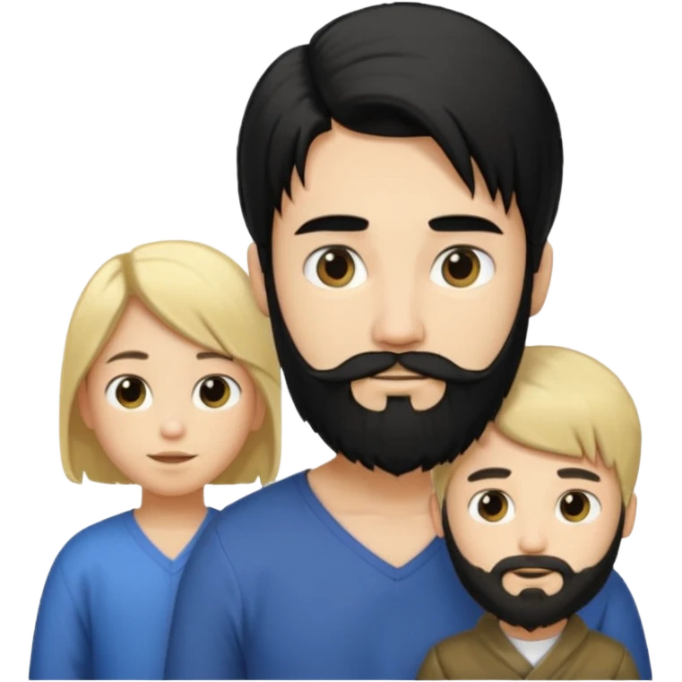 Man with long black hair tied in a tail and beard with a young blond with short hair but no beard emoji