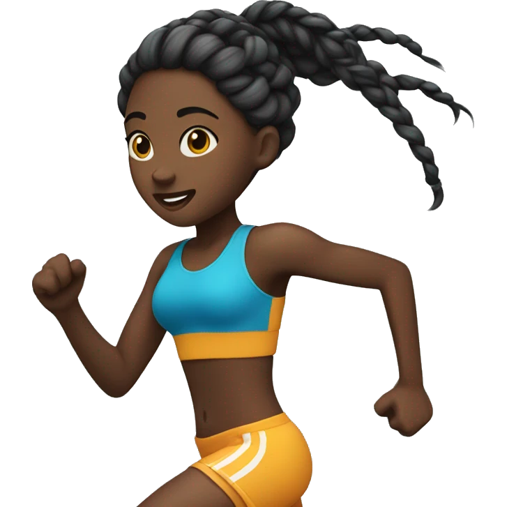 black girl with braids running emoji