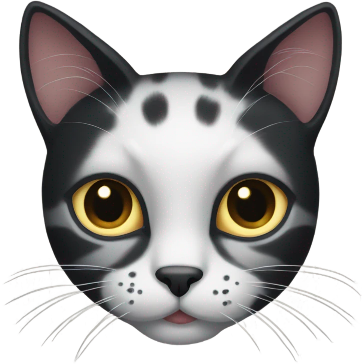 Black and with more white cat with spots  emoji