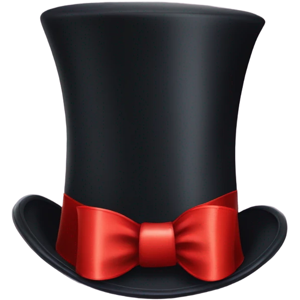 a classic top hat with a red ribbon at the base emoji
