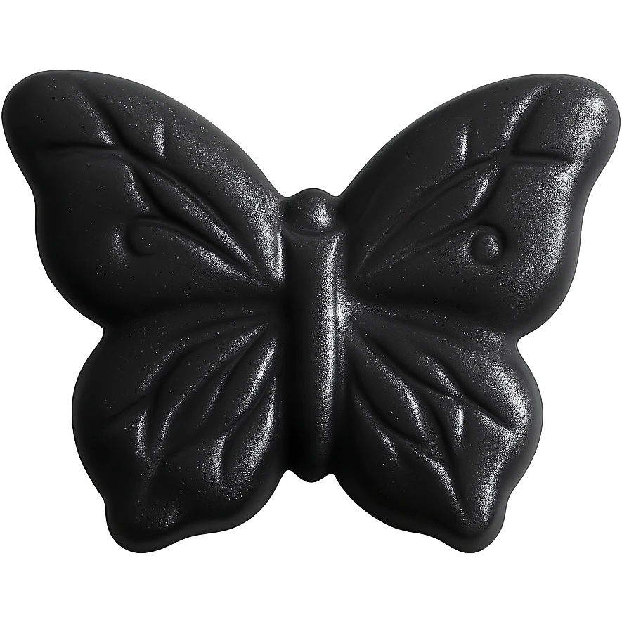 Make the realistic butterfly-shaped candy black, isolated on a transparent background with no visible background. Maintain the realistic style of the candy. emoji