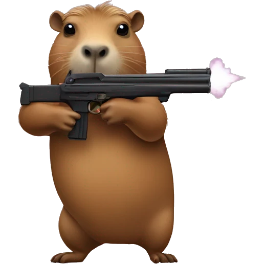Capybara shooting a gun emoji