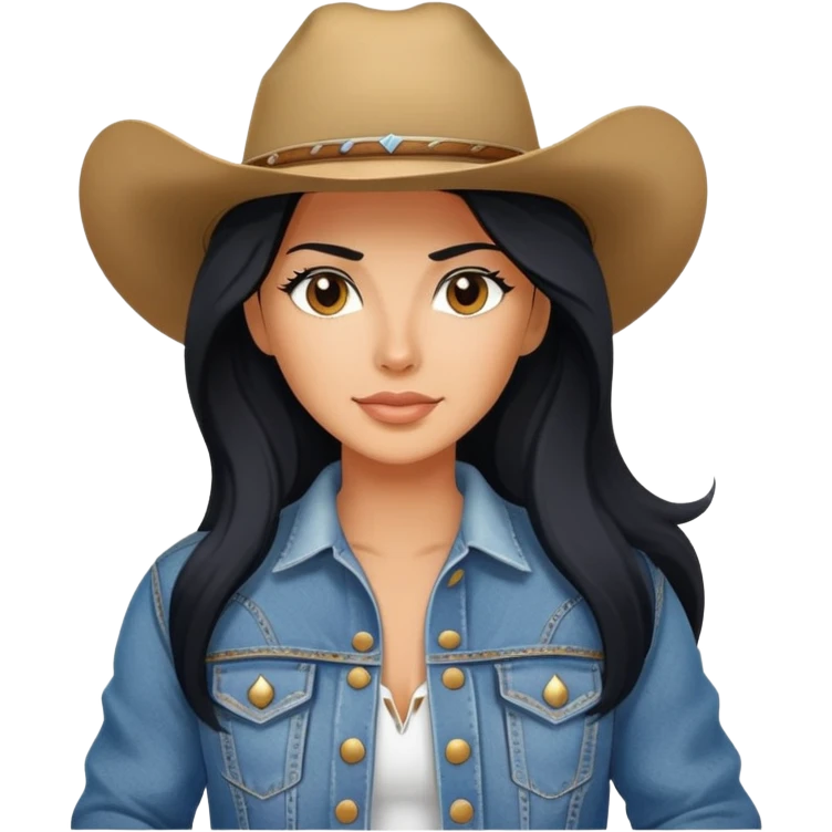hot tanned woman with long black hair cowgirl style emoji