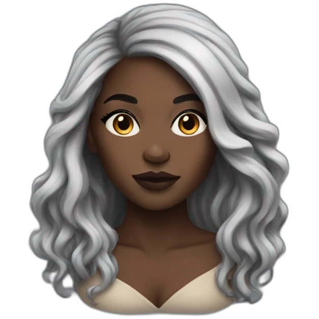 dark black woman,amazing make up, with long hair emoji