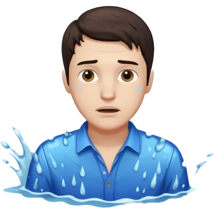 clothed brunette Man drowning with more water and splashes  emoji