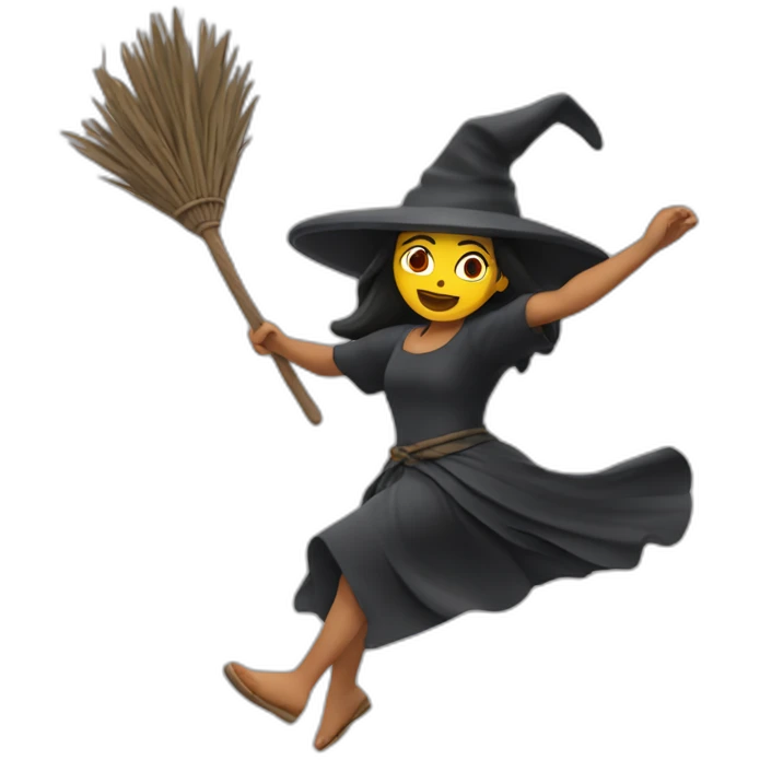 Bruja en escoba volando emoji