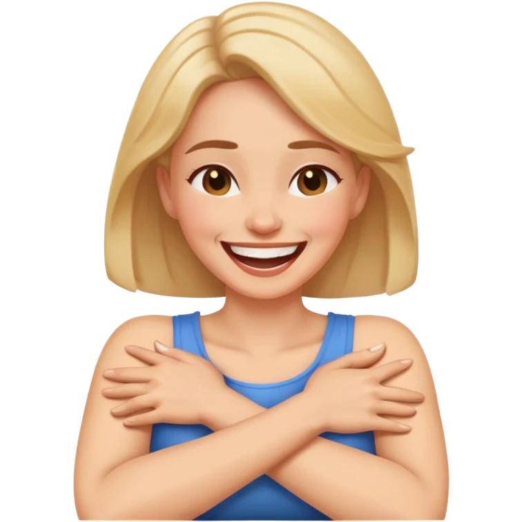 arms crossed around holding neck laughing woman  emoji