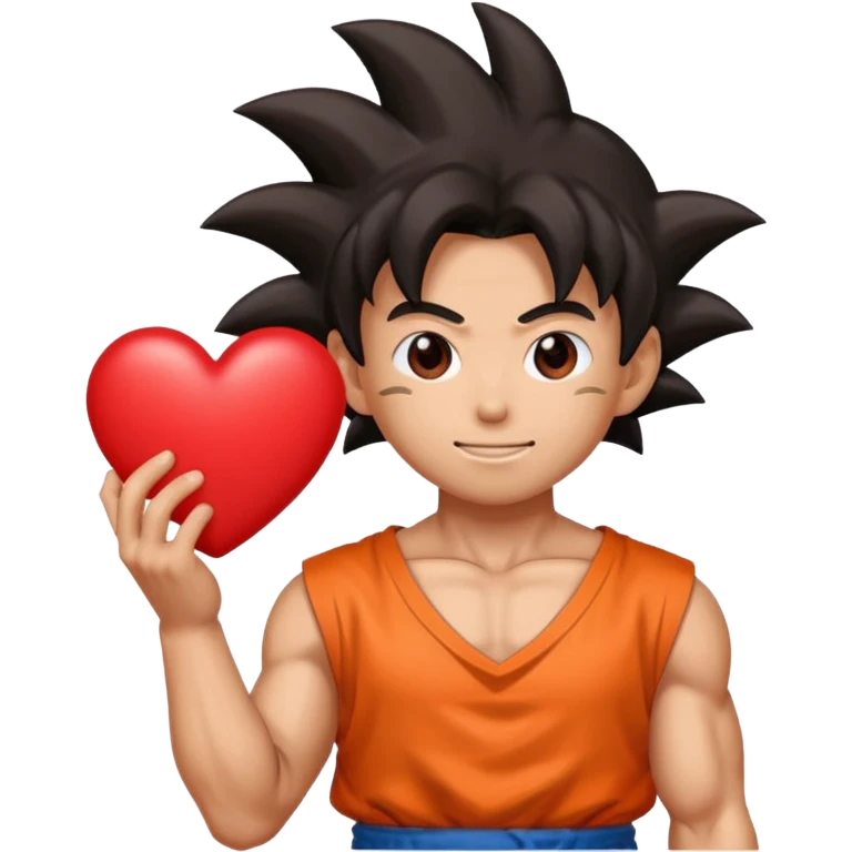 Goku holding emoji heart emoji