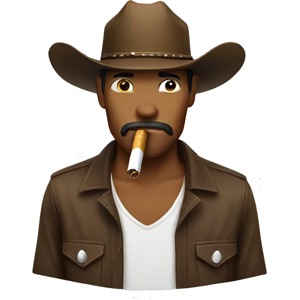 Cigarettes in mouth of cowboy emoji
