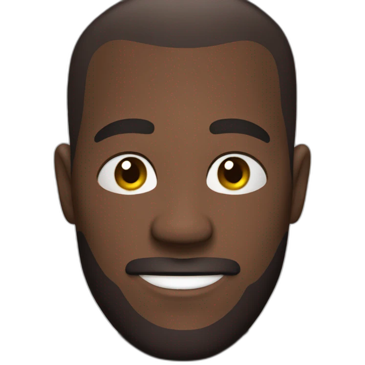 A buzz cut man with a soul-flavour beard holding an eggplant emoji