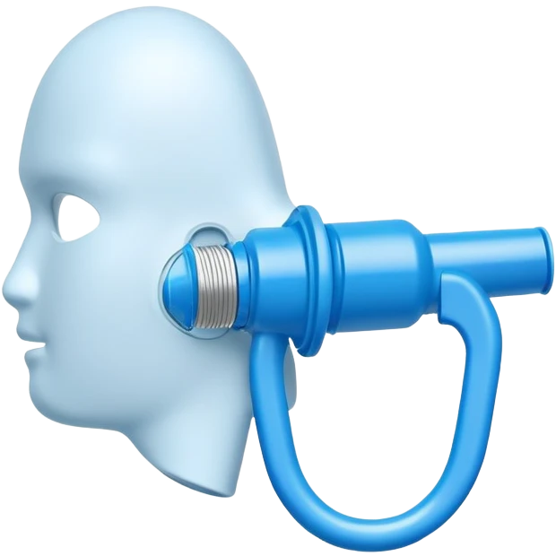 Blue plastic mouthpiece for VO2 max testing with breathing valve, exercise laboratory equipment emoji