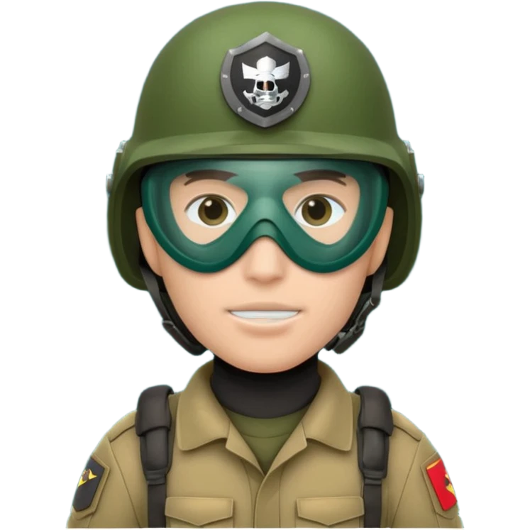 soldier with helmet and wearing mask in dark green emoji