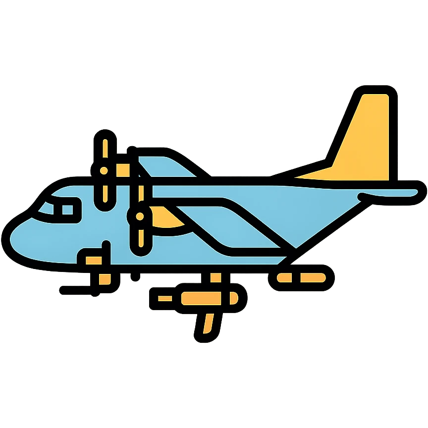AC-130 gunship military aircraft with visible cannons and weapons emoji