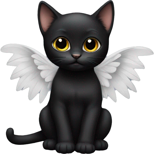 Black cat baby whit wings emoji