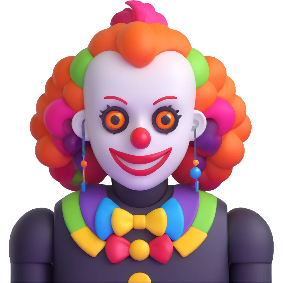 robot clown with colorful hair emoji